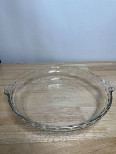 Vintage Pyrex 229 Klarglas Tiefe Kuchenform 9,5" Überbackener geriffelter Rand J-31 USA - Bild 2 von 10