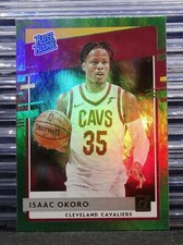 Isaac Okoro 2020-21 Donruss Rated Rookie Green Flood #203 Cavs Basketball Card