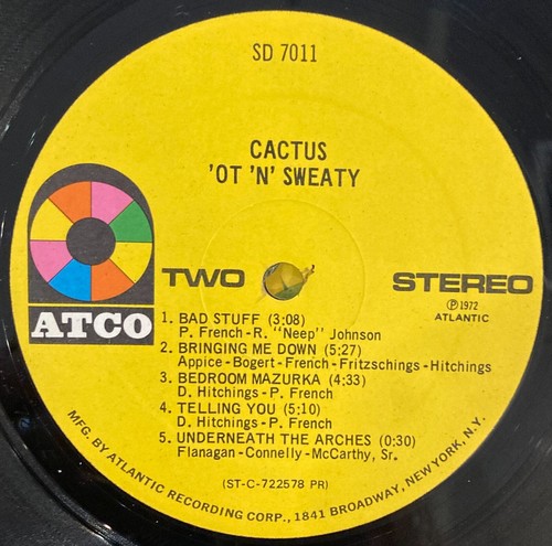 CACTUS 'Ot 'N' Sweaty '72 ORIGINAL LP Hard Rock BLUES ROCK Nice! - Picture 4 of 4