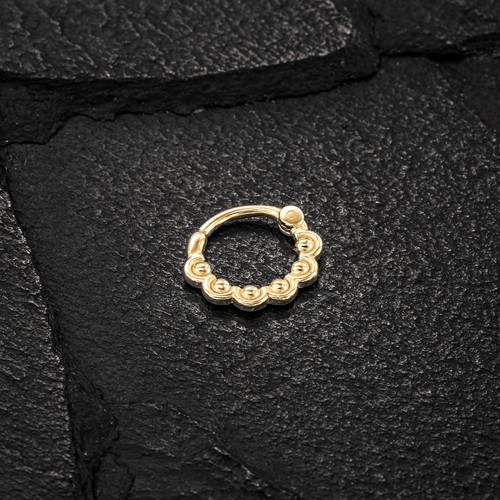 14K Yellow Gold Clicker Septum Hoop Nose Piercing Jewelry 16g Handmade Jewelry - Picture 6 of 9