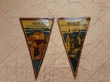 Minsk Biélorussie - 2 fanions avec monuments de la ville colline de la Trinité + cathédrale Saint-Esprit