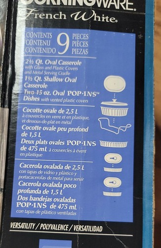 Vintage 9 PC Crown Corning Ware French White Casserole Set  - Bild 2 von 6