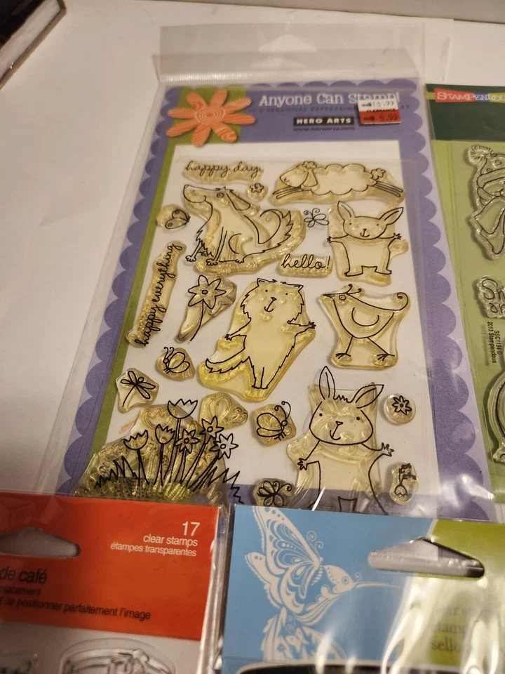 批量 5 张 透明邮票 Stampendous Fiskars Hero Arts Hampton 全新/已开封 — 第 2/4 张图片