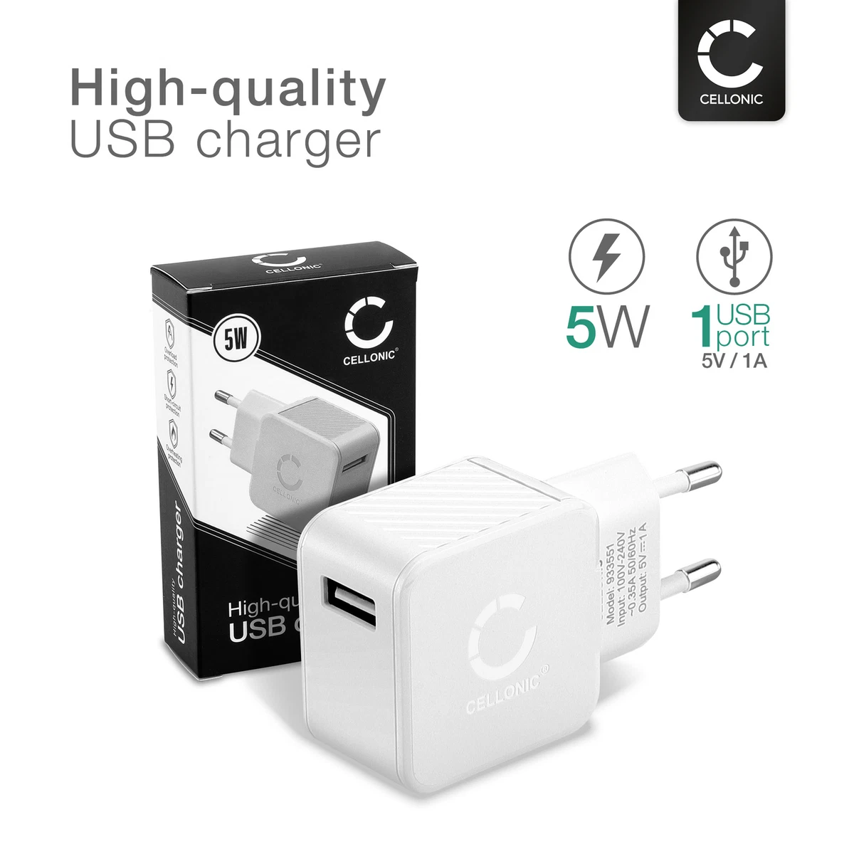 Adaptateur Secteur USB pour Motorola Moto G7 Apple AirPods Prise