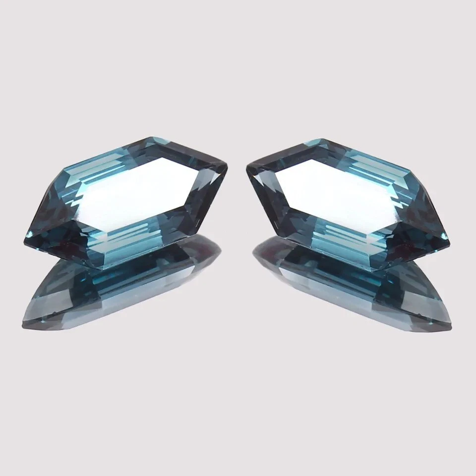 Natural Blue Green Brazilian Tourmaline Fancy Marquise Gemstone Cut Pair 14x7 MM - Image 2 of 4