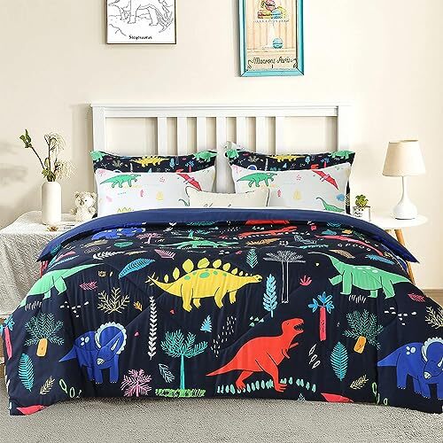 Comforter Set for Kids Boys Teens 7 Piece Bed in a Bag Cartoon Twin Dinosaur - Picture 2 of 7