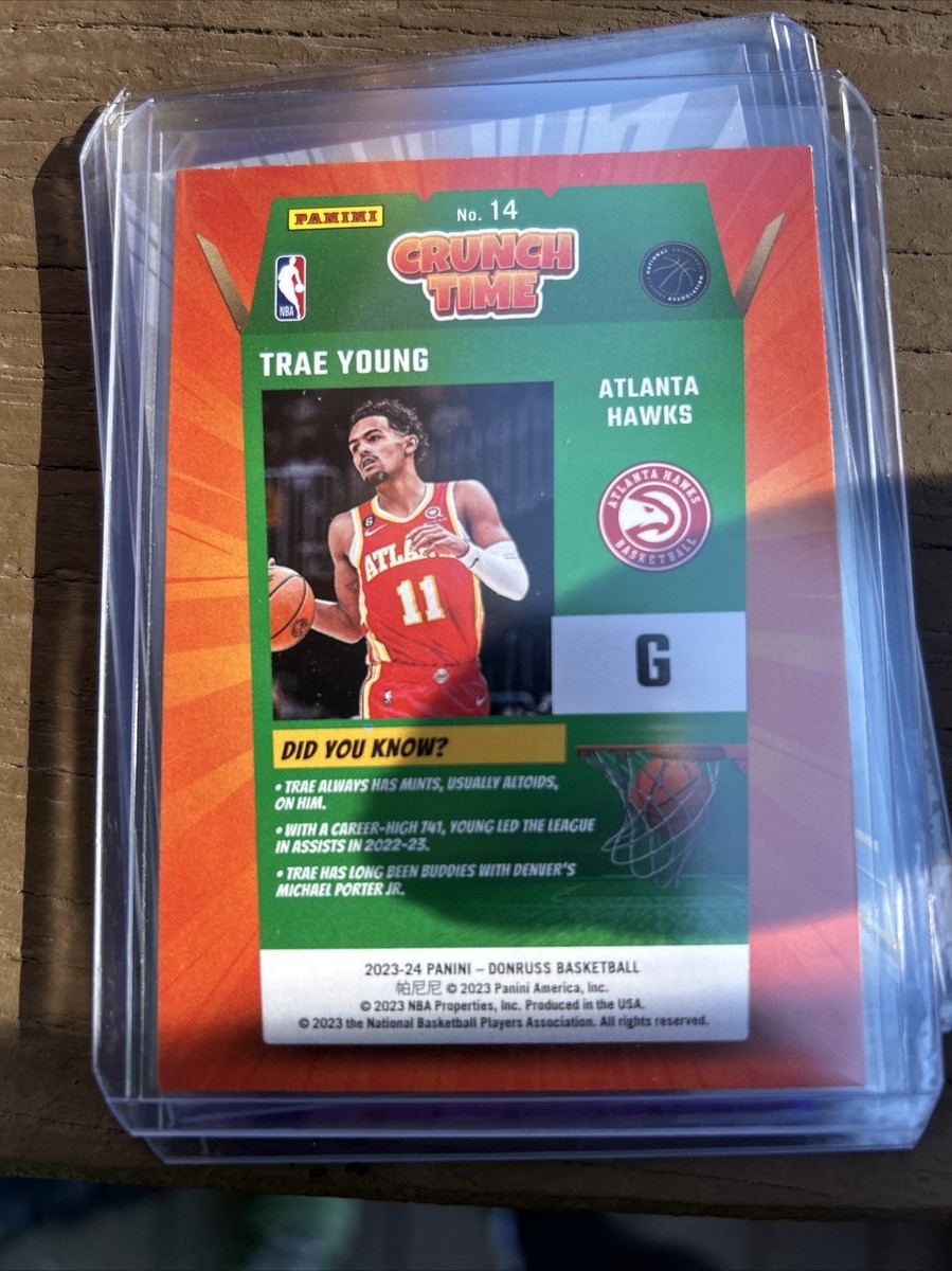 Trae Young 2023-24 Panini Donruss Crunch Time Insert #14 Trae Young 2023-24 Panini Donruss Crunch Time Insert #14