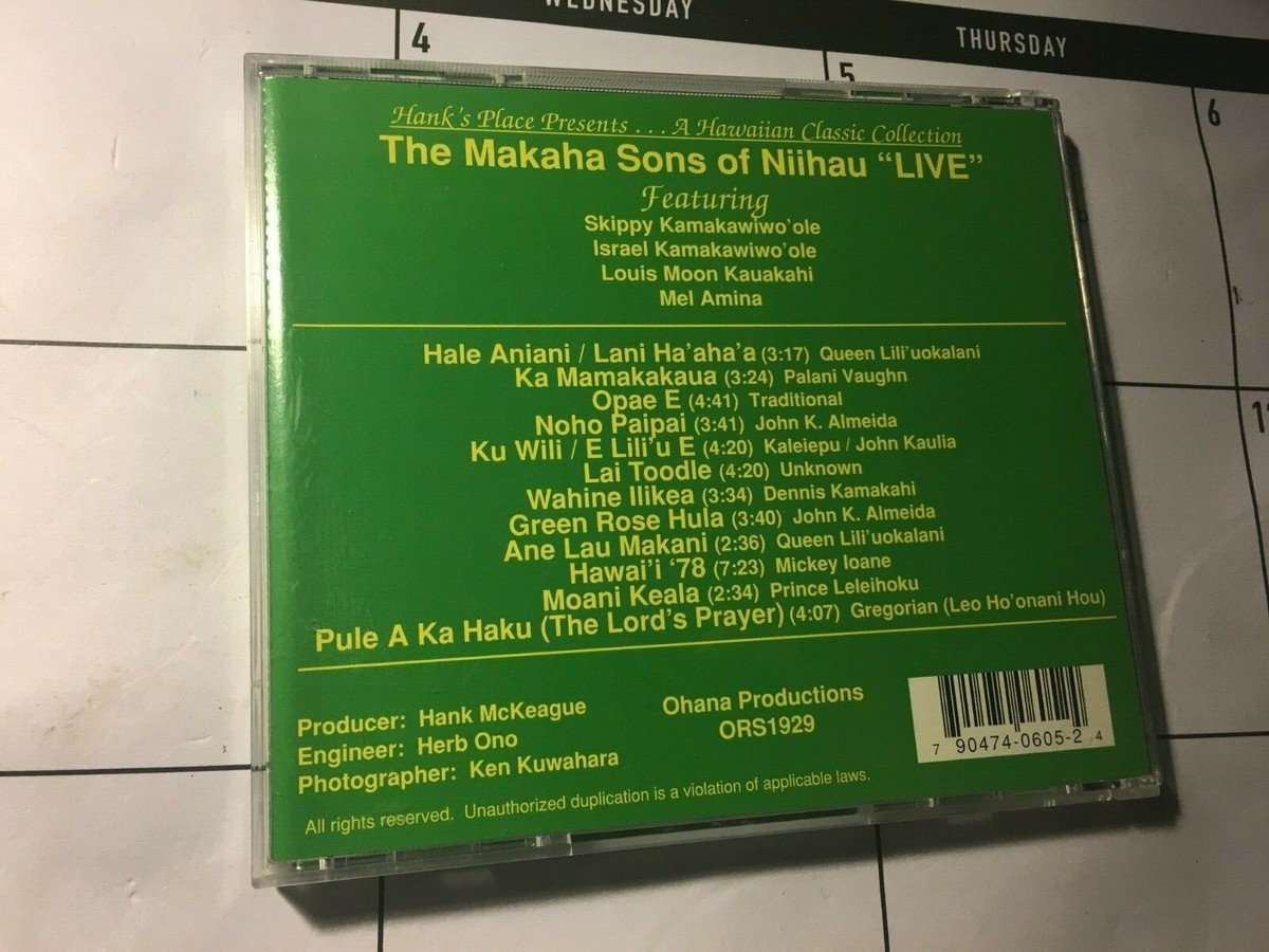 The Makaha Sons of Niihau: Live ORIGINAL HAWAIIAN CD (1989, Ohana