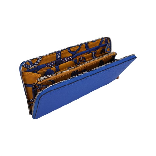 Cartera Larga Hermes Silk'In Classique Cuero Azul Zellige Epsom - Imagen 9 de 9