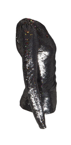 Maje Women's Blouse Size 1 / S Reversible sequins Off The Shoulder H17LOINITA - Picture 2 of 8