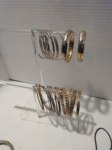Gold And Silver Tone Bangle Bracelet Lot Fashion Jewelry - Picture 10 of 20