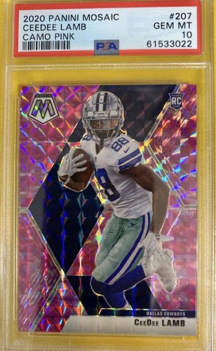 2020 Panini Mosaic Cami Pink Prizm #207 CeeDee Lamb ROOKIE RC PSA 10 Gem Mint