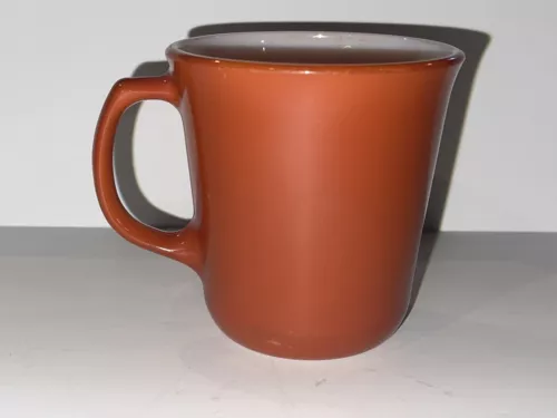 Pyrex Burnt Orange Rust Mug Cup D Handle Corning Milk Glass Coffee     J