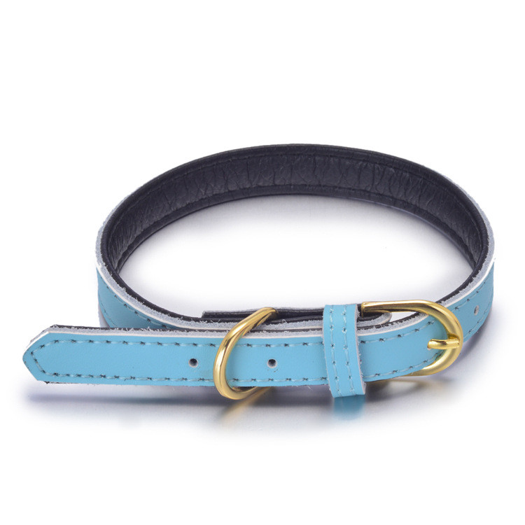 100% Genuine Leather Dog Pet Collar Soft Padded Comfortable Adjustable ...