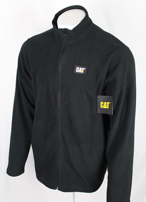 CAT Caterpillar Men's Fleece Jacket Full Zip Microfleece Black 1030009 Pockets