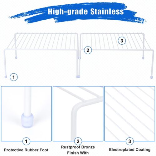 6 Pack Large Kitchen Cabinet Organizer Shelf, Wire Freezer Storage Shelves Rack - Picture 3 of 5