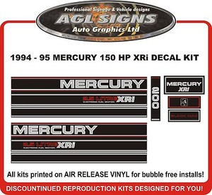 NEW OUTBOARD OEM MERCURY 2.5 XRI DECALS AS SHOWN IN PICTURE SET//2