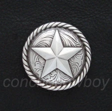 WESTERN HORSE TACK ANTIQUE ROUND ROPE EDGE STAR SADDLE CONCHO 3/4" screw back