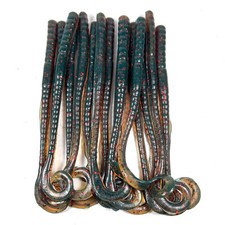 15 Hand Poured 5” Finesse Hook Tail Plastic Worms. “Motor Oil Red”