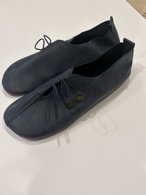 Froddo Barefoot Navy Blue Leather Bungee Flats Red Textured 