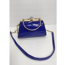 La Terre Blue Purse Clutch Gold Chain Diamond Rhinestone Gem Shoulder Handbag