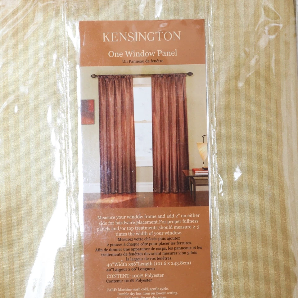 Nuevo panel de ventana Kensington cortina a rayas dorado 40 x 96 pulgadas Foto 4 de 4