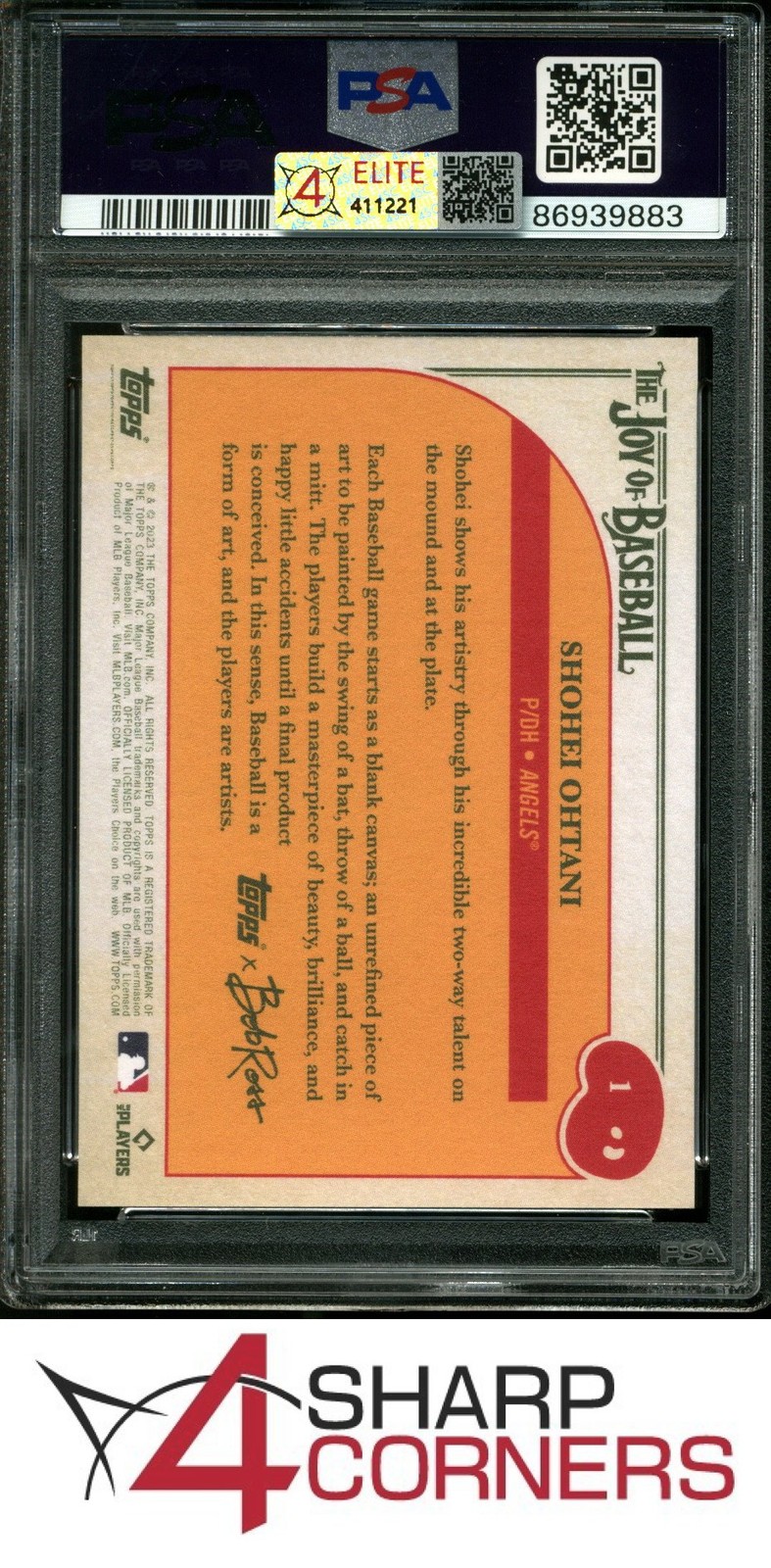 2023 TOPPS X BOB ROSS SHOHEI OHTANI HAPPY MISTAKES VARIATION 4SC ELITE PSA 10 view 2