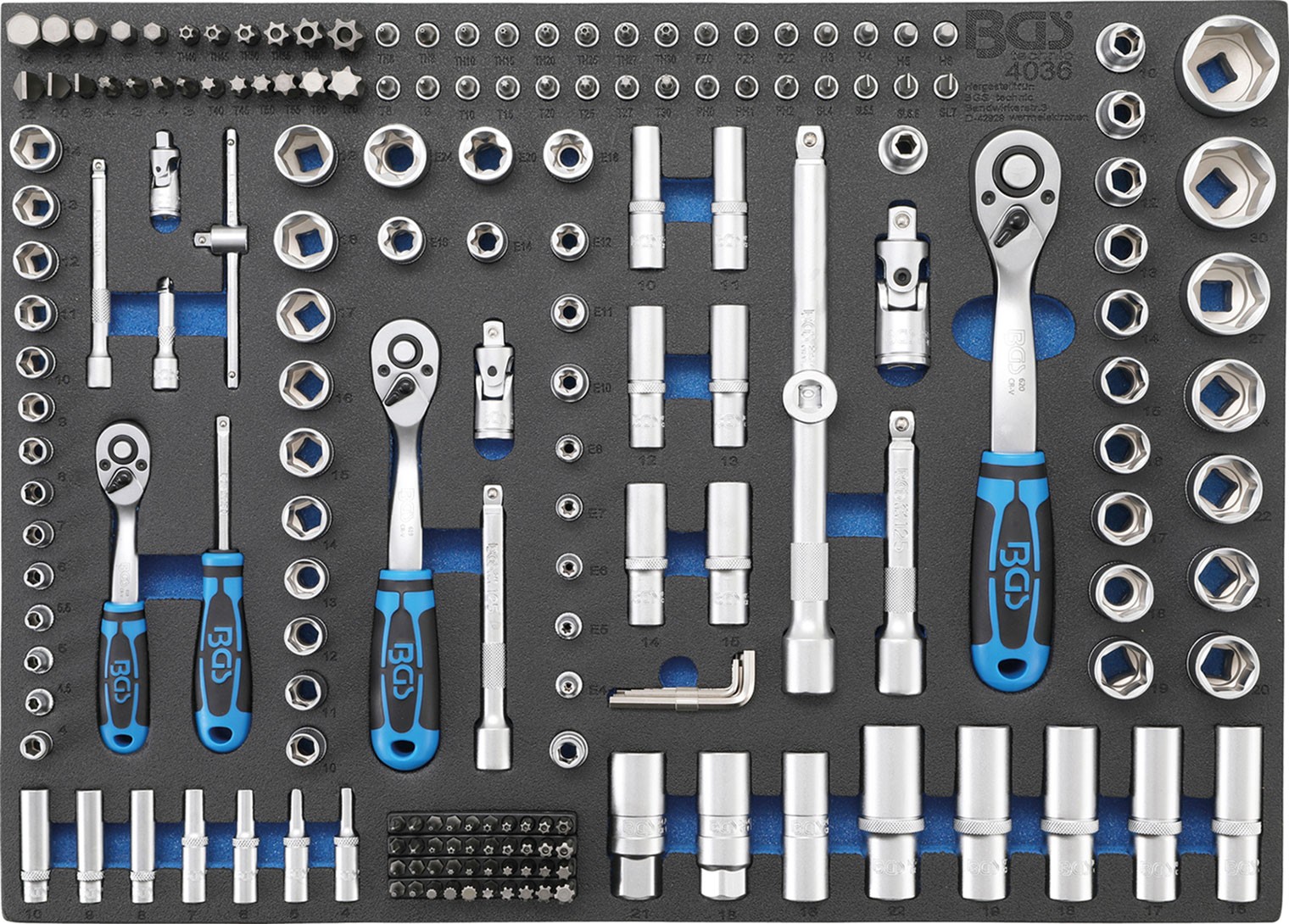 Jeu de douilles et cliquets BGS en insert de servante pour restauration auto et garage, 192 pcs
