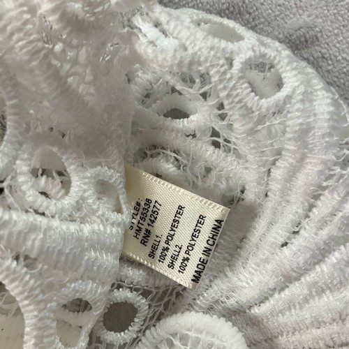 NWT Haute Monde White Intricate Lace Puffed Sleeves Mock Neck Blouse Large - Picture 6 of 7