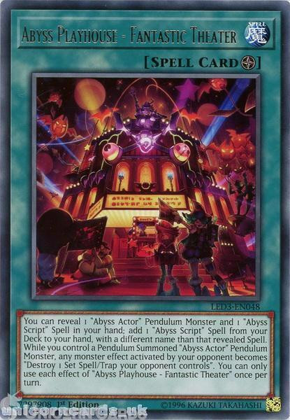 LED3-EN048 Abyss Playhouse - Fantastic Theater Rare 1st Edition Mint YuGiOh Card