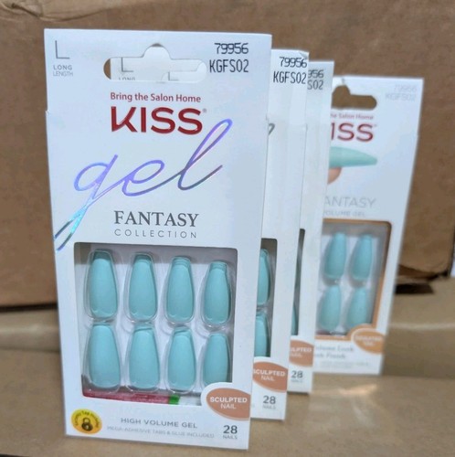 Lot Of 2 Kiss Gel Fantasy 28 Long Sculpted Nails Glue On 7 Day Wear New