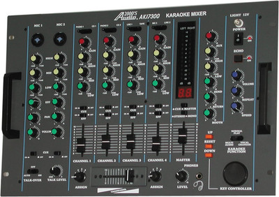 Audio2000'S AKJ7300 Karaoke and DJ Mixer with Digital Key Control, Two Digital E