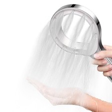 High Pressure Handheld Shower Head Silver Anti Clog Nozzles Water Saving