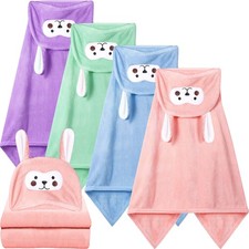 4 Pack 28 x 55 Inch Hooded Baby Towels Bath Towel Baby Towels with Hood, Hood...