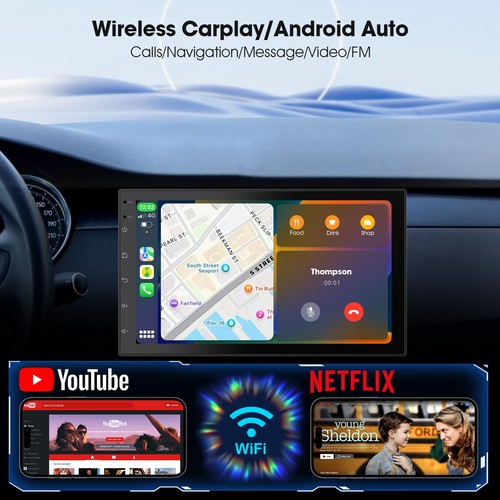 Wireless CarPlay Screen for Car & Android Auto Head Unit - Touchscreen 7 Inch... - Picture 2 of 7