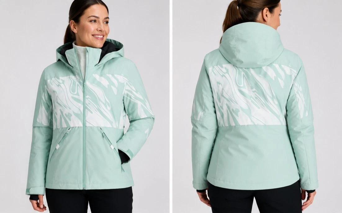 Spyder LS Field Jacket Women’s Medium Mint Green White Marble Ski Snow NWT