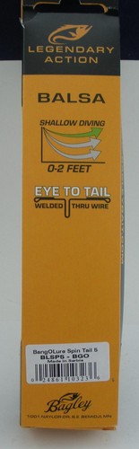Bagleys BLSP5-BGO Balsa Bang-O-Lure 5.25" 3/8 oz Black/Gold Foil Orange Belly - Picture 3 of 4