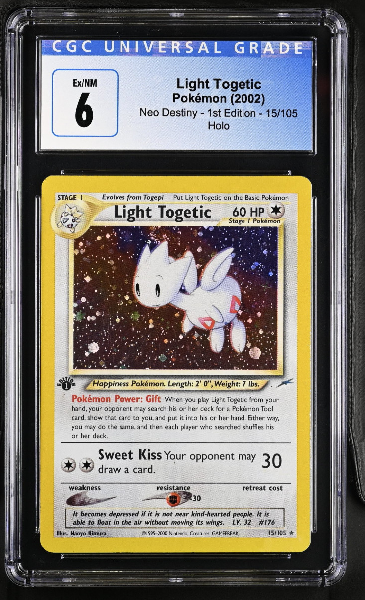 Pokemon: Light Togetic 15/105 1st Edition Neo Destiny Holo Rare  CGC 6