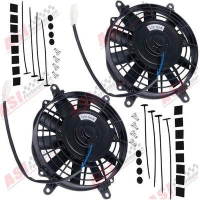 2x 7'' Universal Elektrische Lüfter Kühlerlüfter Ziehen Schieben 12V 90W