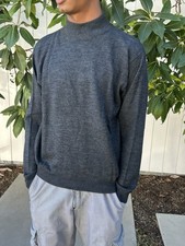 Vintage Men  s Sweater 60s Mock Turtleneck Charcoal Gray