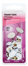 30 Packs - Hillman White Steel Thumb Tacks 100ct per pack - NEW