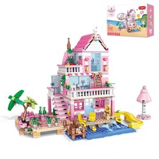 Pink Seaside Beach Villa Friends Building Set Friends Construction Educationa...