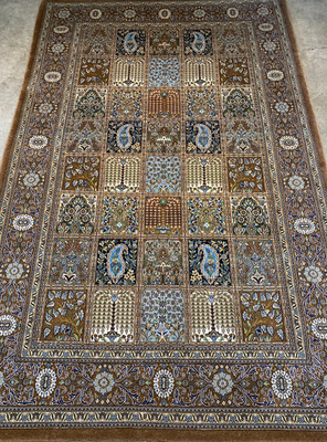 4'6''x7' Fine Hand-Knotted 100% Wool Pile Qume Rug