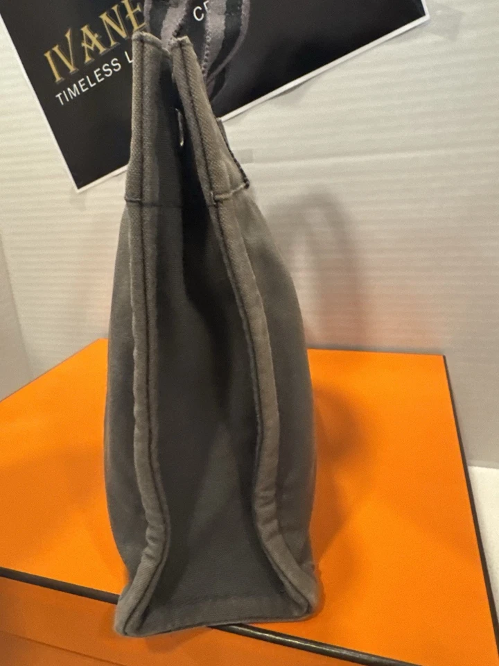 Bolso de Mano HERMÈS Foul MM Negro Gris Lona con Caja Auténtico Bolso de Mano de Lujo Foto 4 de 4