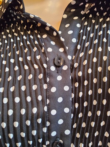 Essentials Milano Blouse Extra Large Polka Dot Ruffle Button Up Top Shirt - Picture 12 of 12