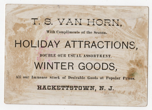 Trade Card T S Van Horn Winter Goods Hackettstown New Jersey-Mistletoe - Foto 2 di 2