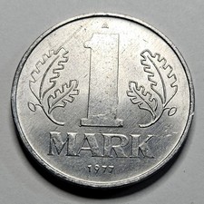1977 East Germany 1 One Mark - Aluminum Coin  - German - World Coin