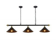 59 Inch Pool Table Light, Industrial Billiard with Black Metal Shades, Lights