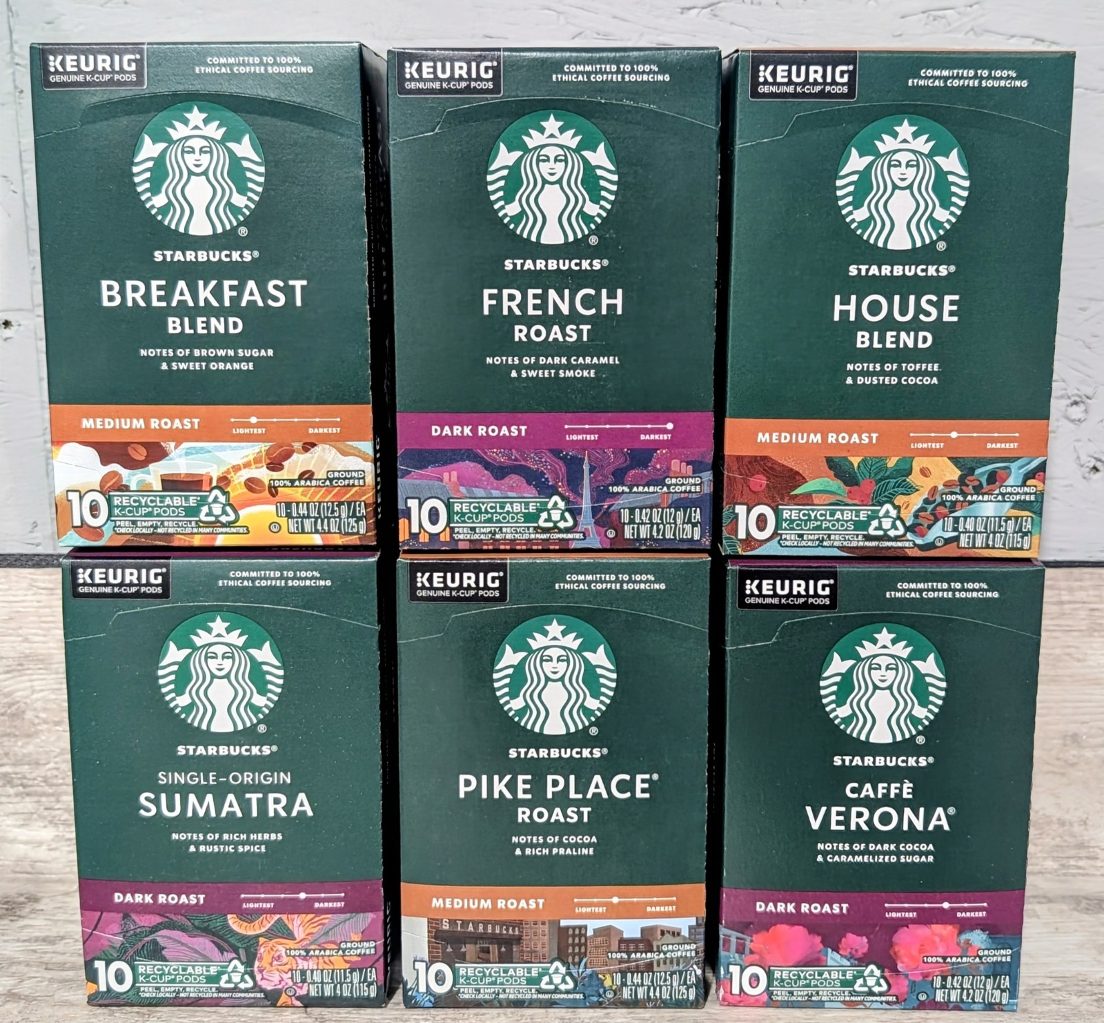 Starbucks K-Cup Coffee Medium & Dark Roast Variety Pack 6 Bo
