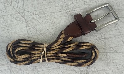 VTG Trafalgar Cream Woven Belt with Tan Leather Trim s-l500.jpg main image 2